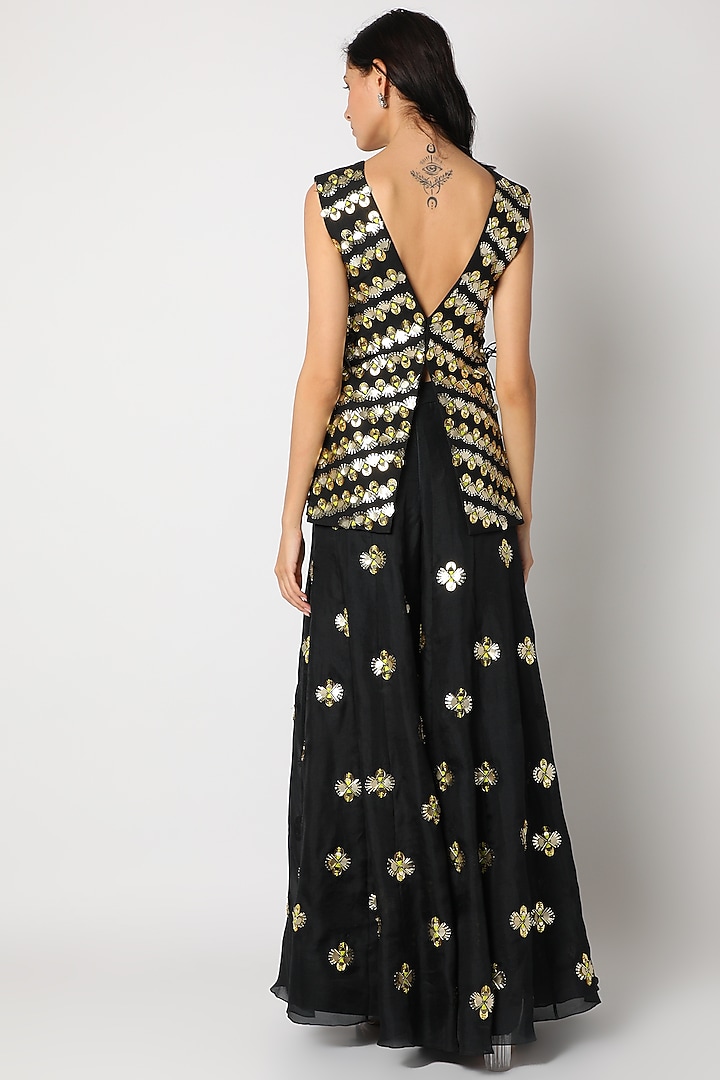 Black Embroidered Wedding Sharara Set by Maison Blu at Pernia's Pop Up Shop